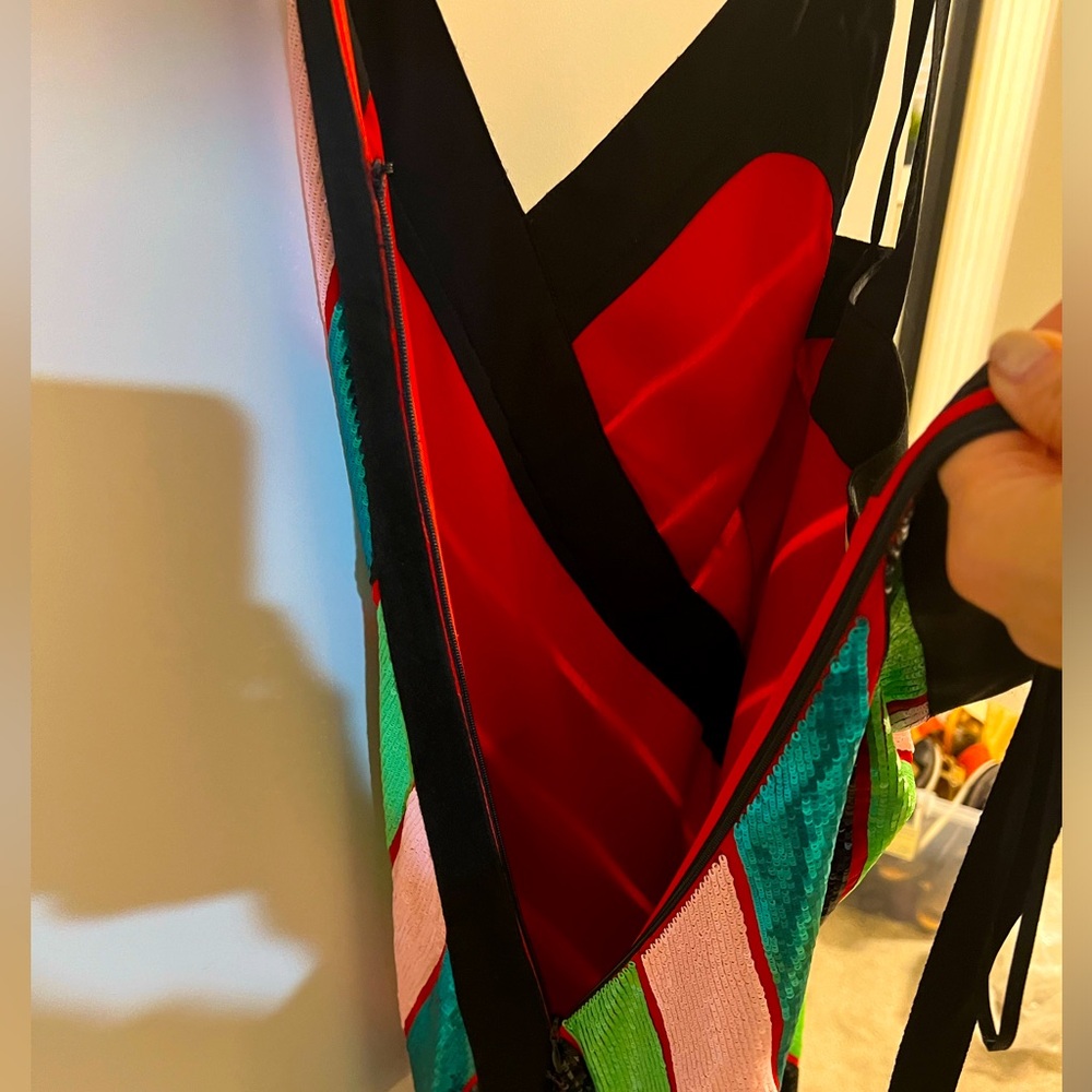 Diane Von Furstenberg one-of-a-kind D-Ring Crossover Sequins & Silk Dress - Picture 9 of 16